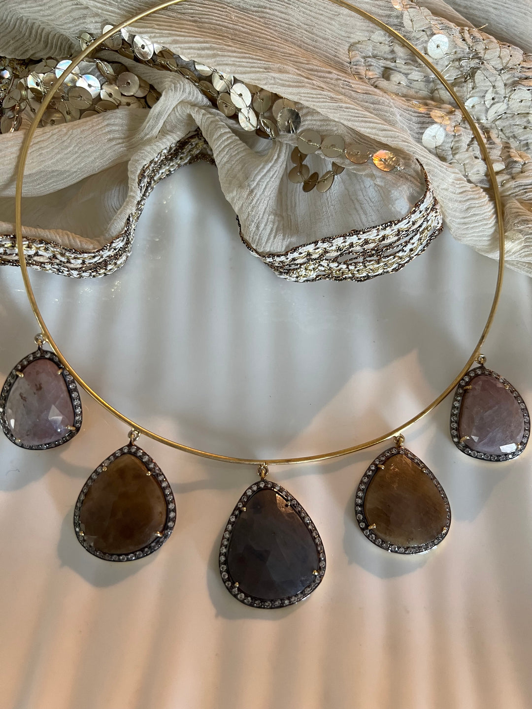 Multi Sapphire Silver Necklace Set - Unmatched Quality and Style