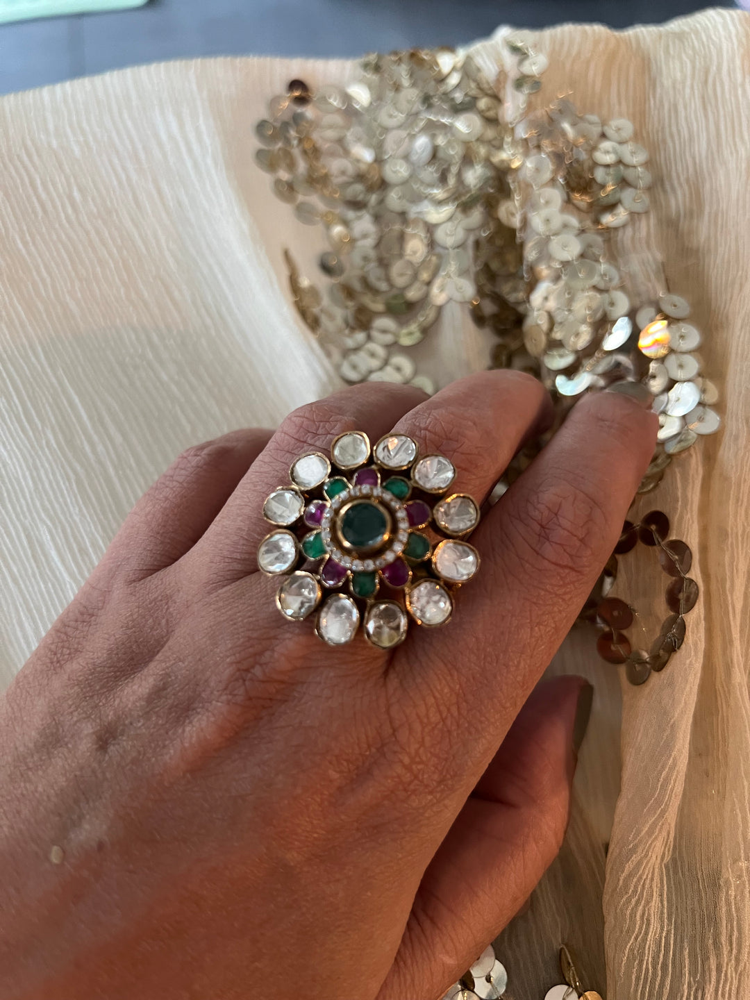 Polki Silver Ring - A Touch of Timeless Beauty