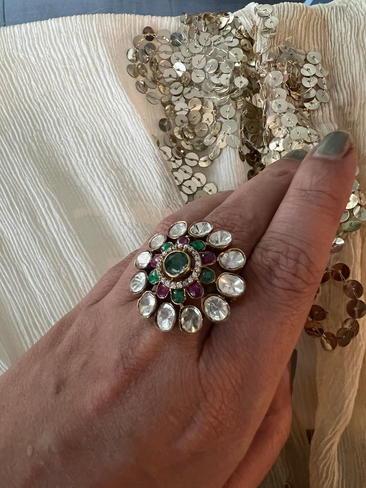 Polki Silver Ring - A Touch of Timeless Beauty