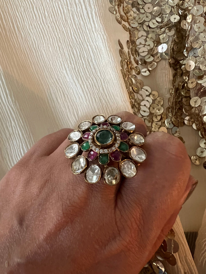 Polki Silver Ring - A Touch of Timeless Beauty