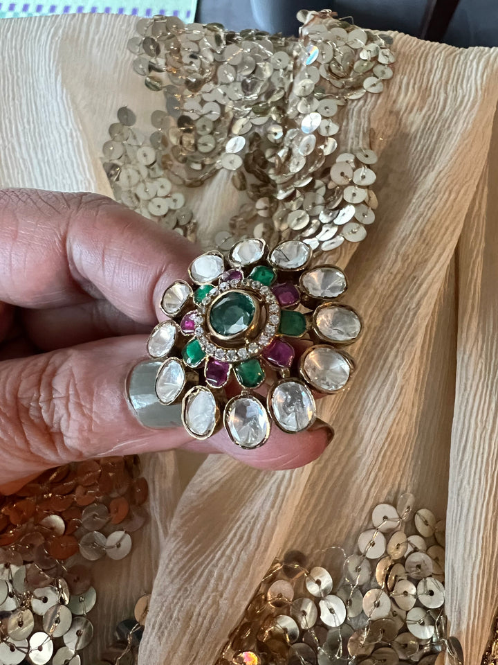 Polki Silver Ring - A Touch of Timeless Beauty