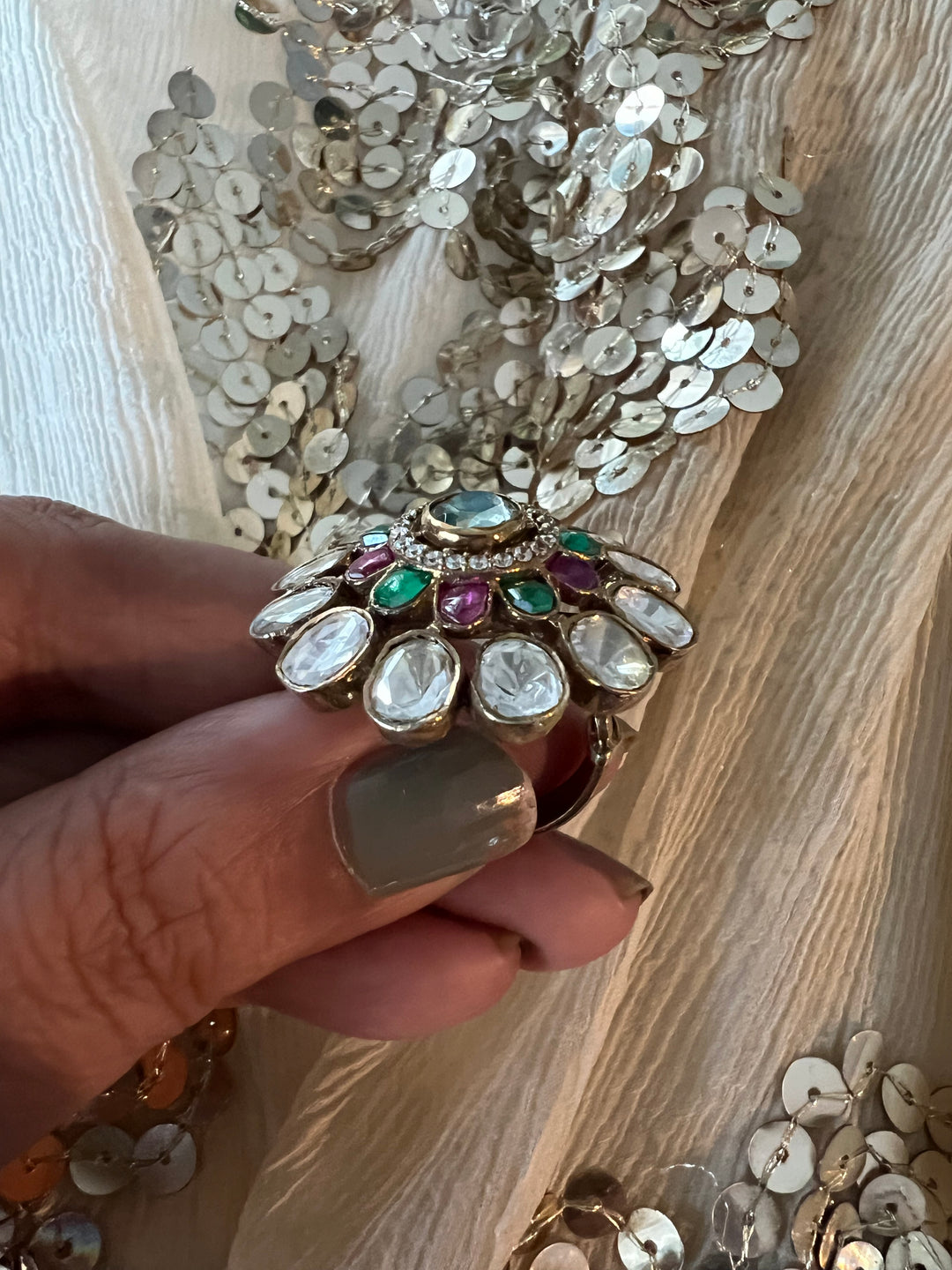 Polki Silver Ring - A Touch of Timeless Beauty