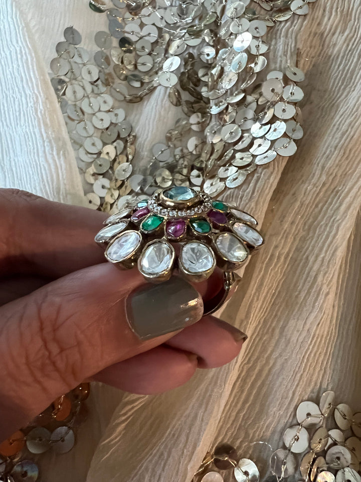 Polki Silver Ring - A Touch of Timeless Beauty