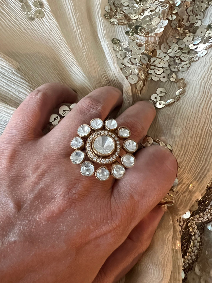 Polki Silver Ring - A Touch of Timeless Beauty