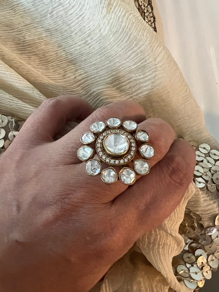 Polki Silver Ring - A Touch of Timeless Beauty