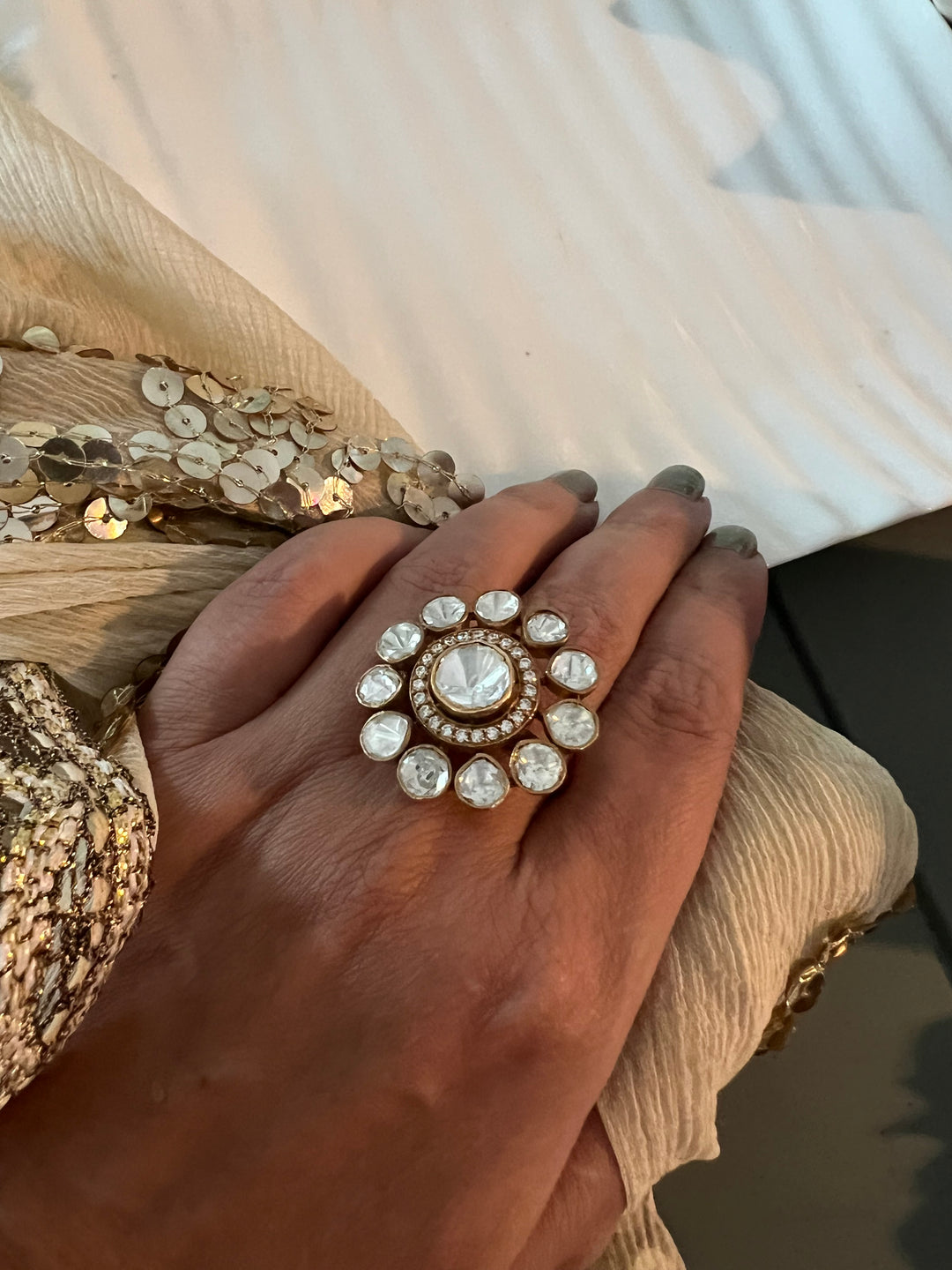 Polki Silver Ring - A Touch of Timeless Beauty