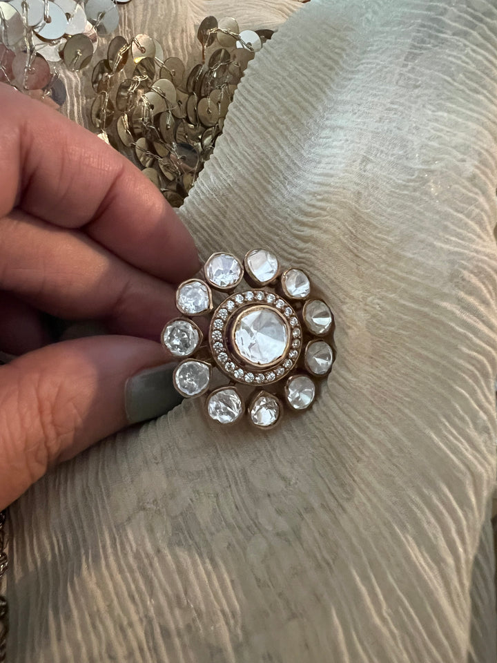 Polki Silver Ring - A Touch of Timeless Beauty