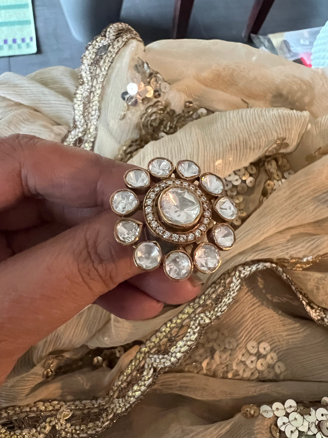 Polki Silver Ring - A Touch of Timeless Beauty