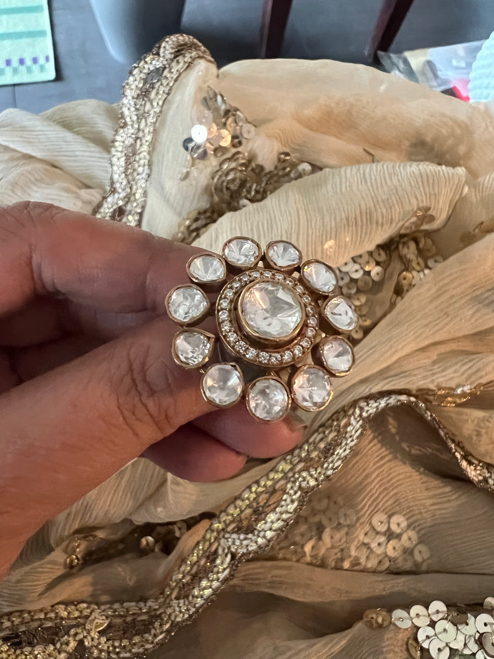 Polki Silver Ring - A Touch of Timeless Beauty