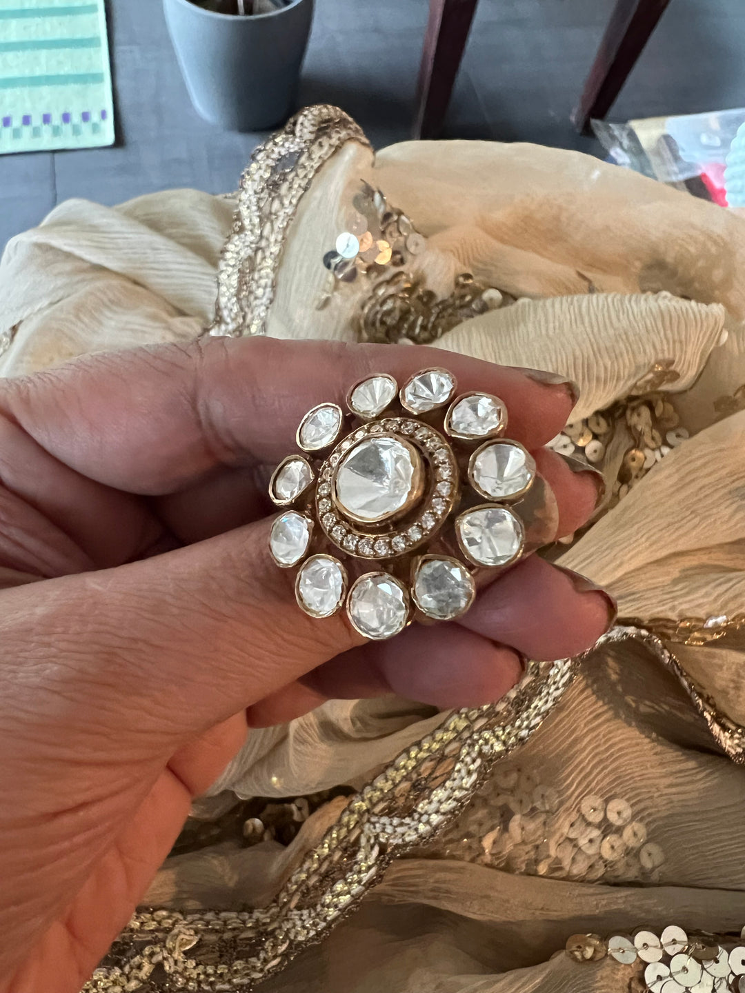 Polki Silver Ring - A Touch of Timeless Beauty