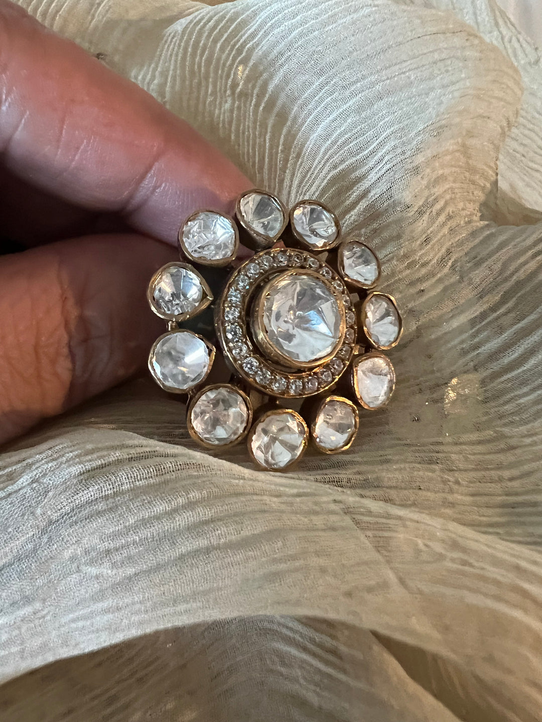 Polki Silver Ring - A Touch of Timeless Beauty