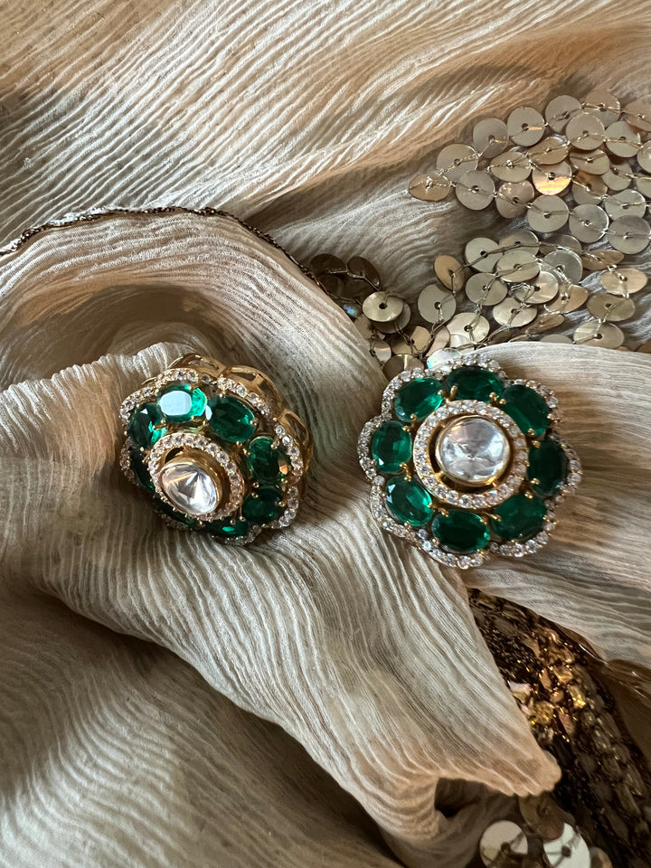 Pure 925 Silver Polki Stud Earrings - Premium Quality, Exquisite Craftsmanship