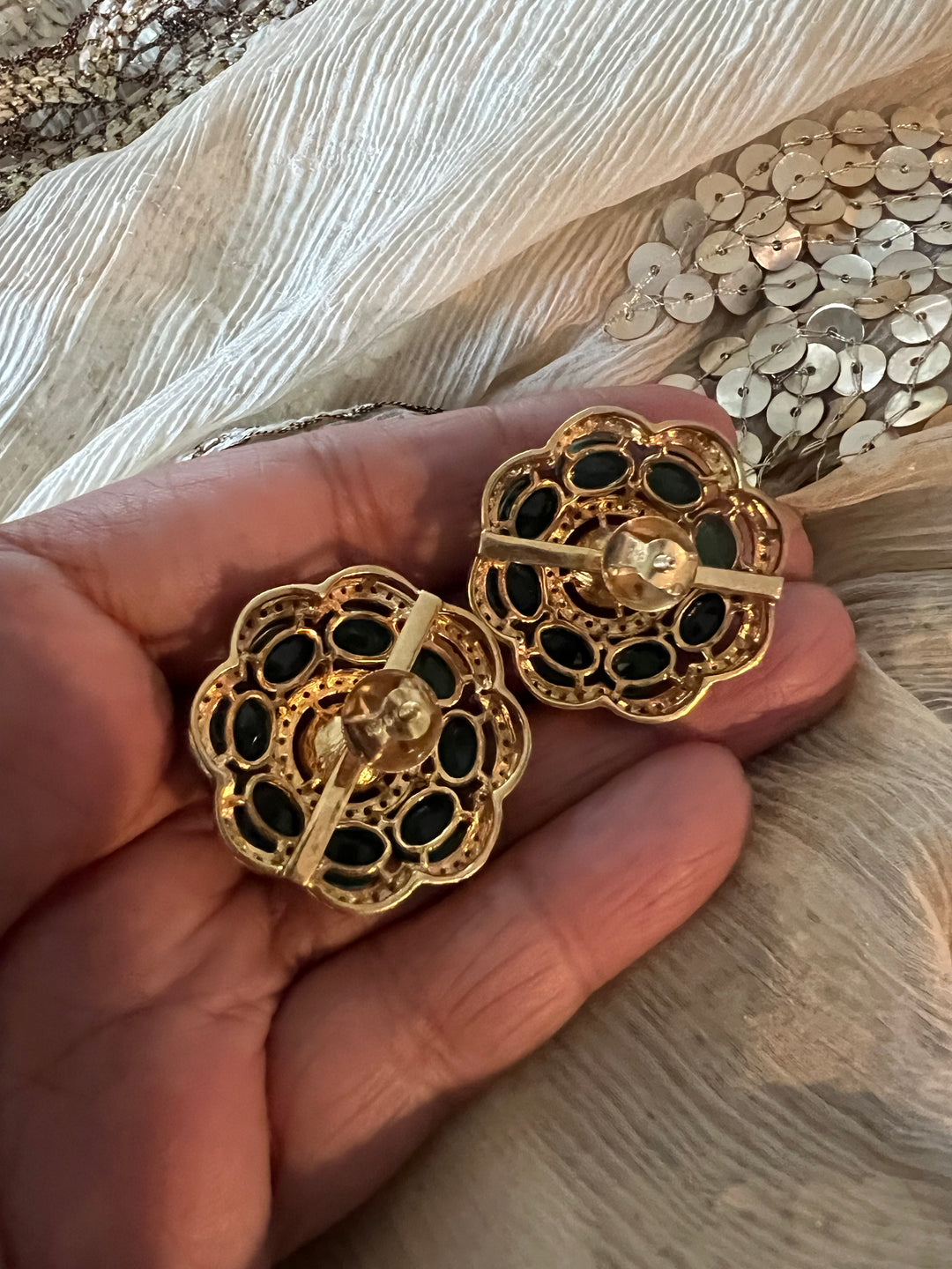 Pure 925 Silver Polki Stud Earrings - Premium Quality, Exquisite Craftsmanship