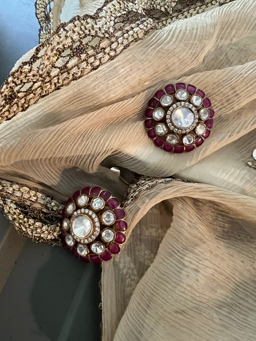 Pure 925 Silver Polki Stud Earrings - Premium Quality, Exquisite Craftsmanship