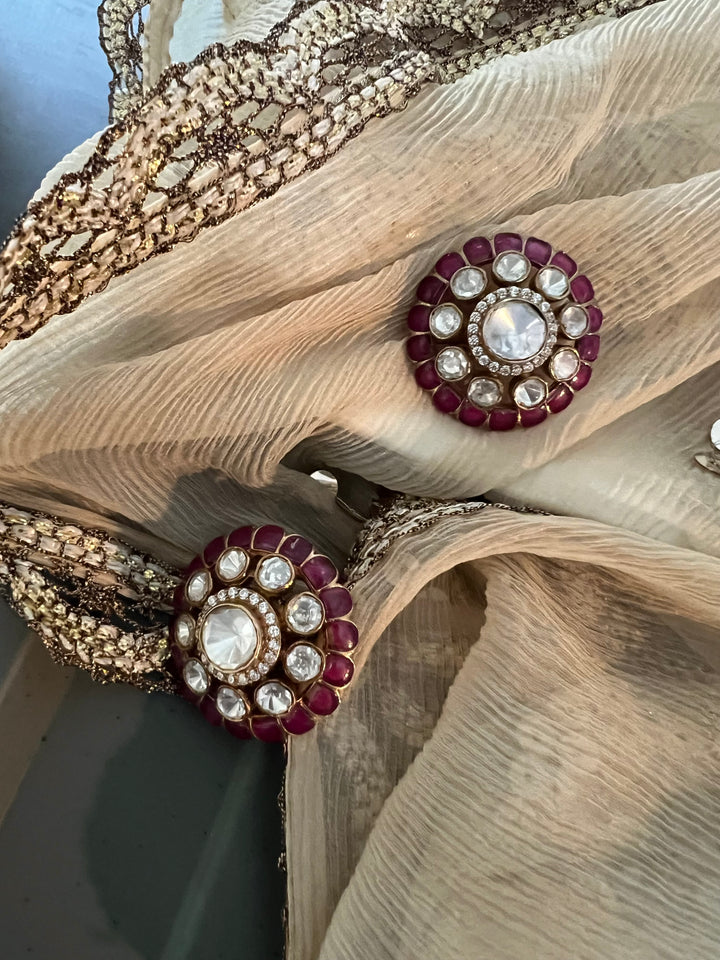 Pure 925 Silver Polki Stud Earrings - Premium Quality, Exquisite Craftsmanship