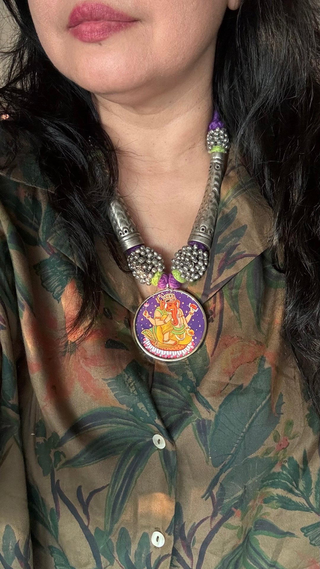 Antique Hand Painted Pendant Hasli Necklace - Premium Quality Craftsmanship