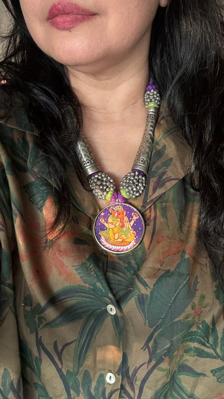 Antique Hand Painted Pendant Hasli Necklace - Premium Quality Craftsmanship