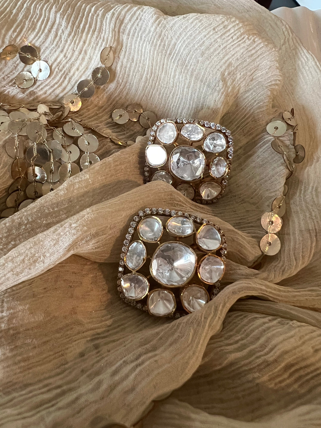 Pure 925 Silver Polki Stud Earrings - Premium Quality, Exquisite Craftsmanship