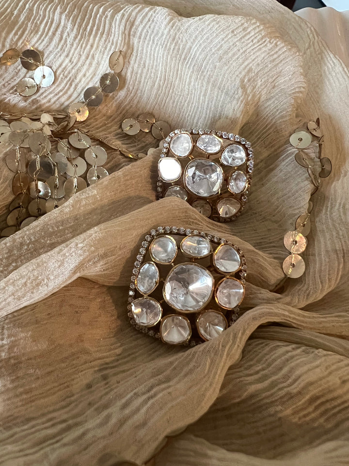 Pure 925 Silver Polki Stud Earrings - Premium Quality, Exquisite Craftsmanship