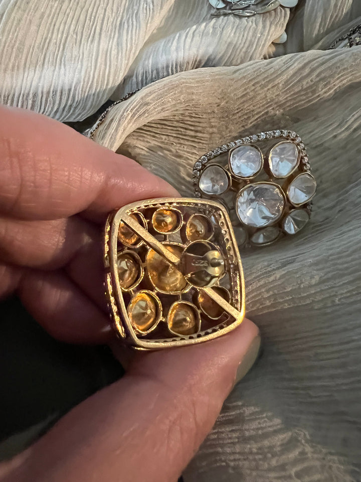 Pure 925 Silver Polki Stud Earrings - Premium Quality, Exquisite Craftsmanship