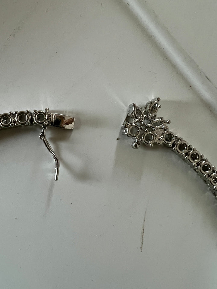 SHIVKA AD Amethyst Necklace Set | CZ Stones | Silver Polish | Cocktail Jewelry