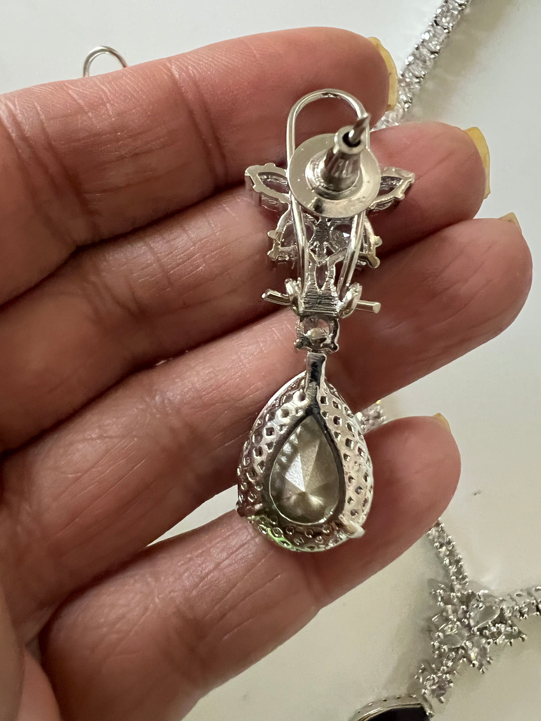 SHIVKA AD Amethyst Necklace Set | CZ Stones | Silver Polish | Cocktail Jewelry