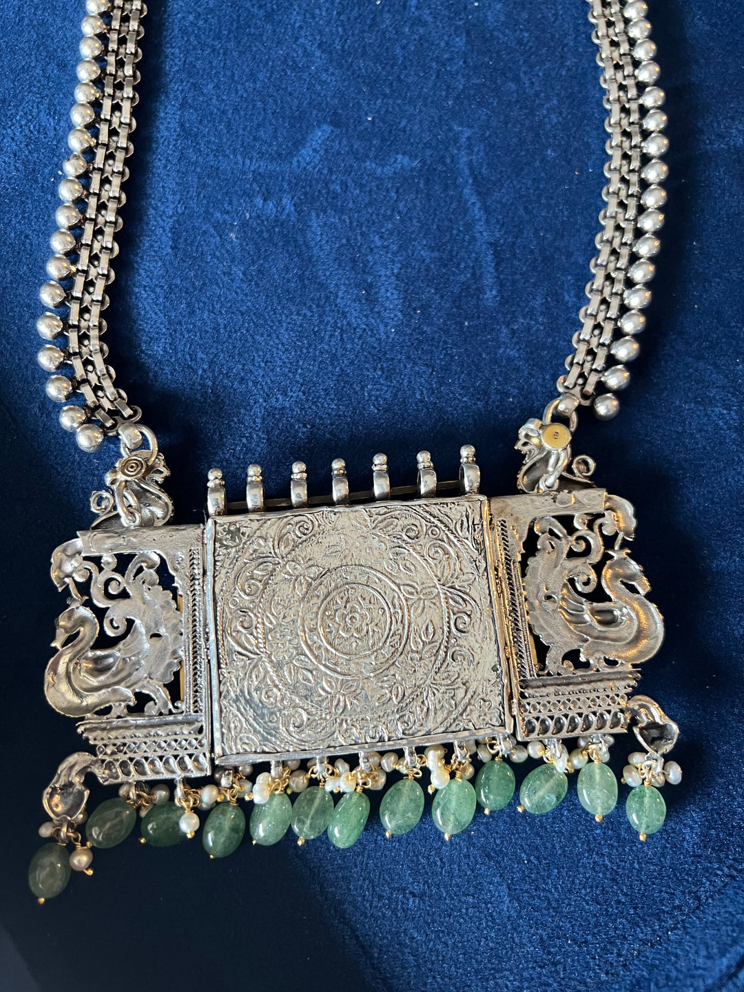 Exquisite Handpainted Radha Krishna Fusion Necklace in Pure 925 Silver