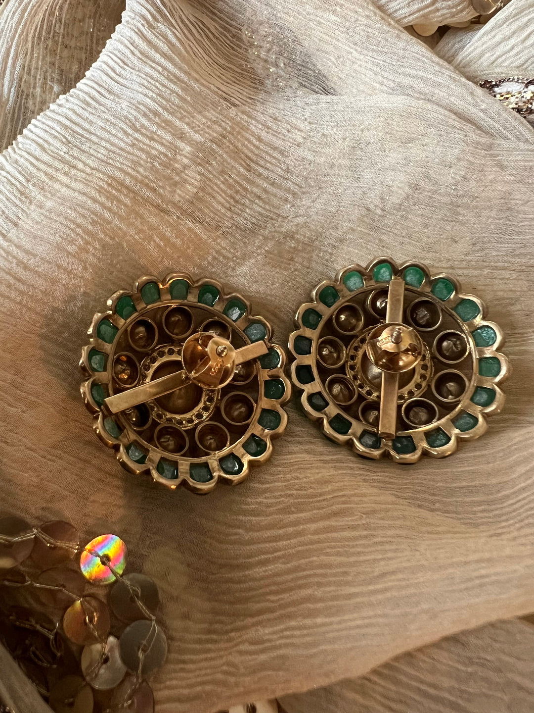 Pure 925 Silver Polki Stud Earrings - Premium Quality, Exquisite Craftsmanship