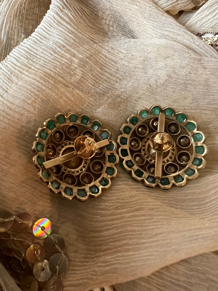 Pure 925 Silver Polki Stud Earrings - Premium Quality, Exquisite Craftsmanship