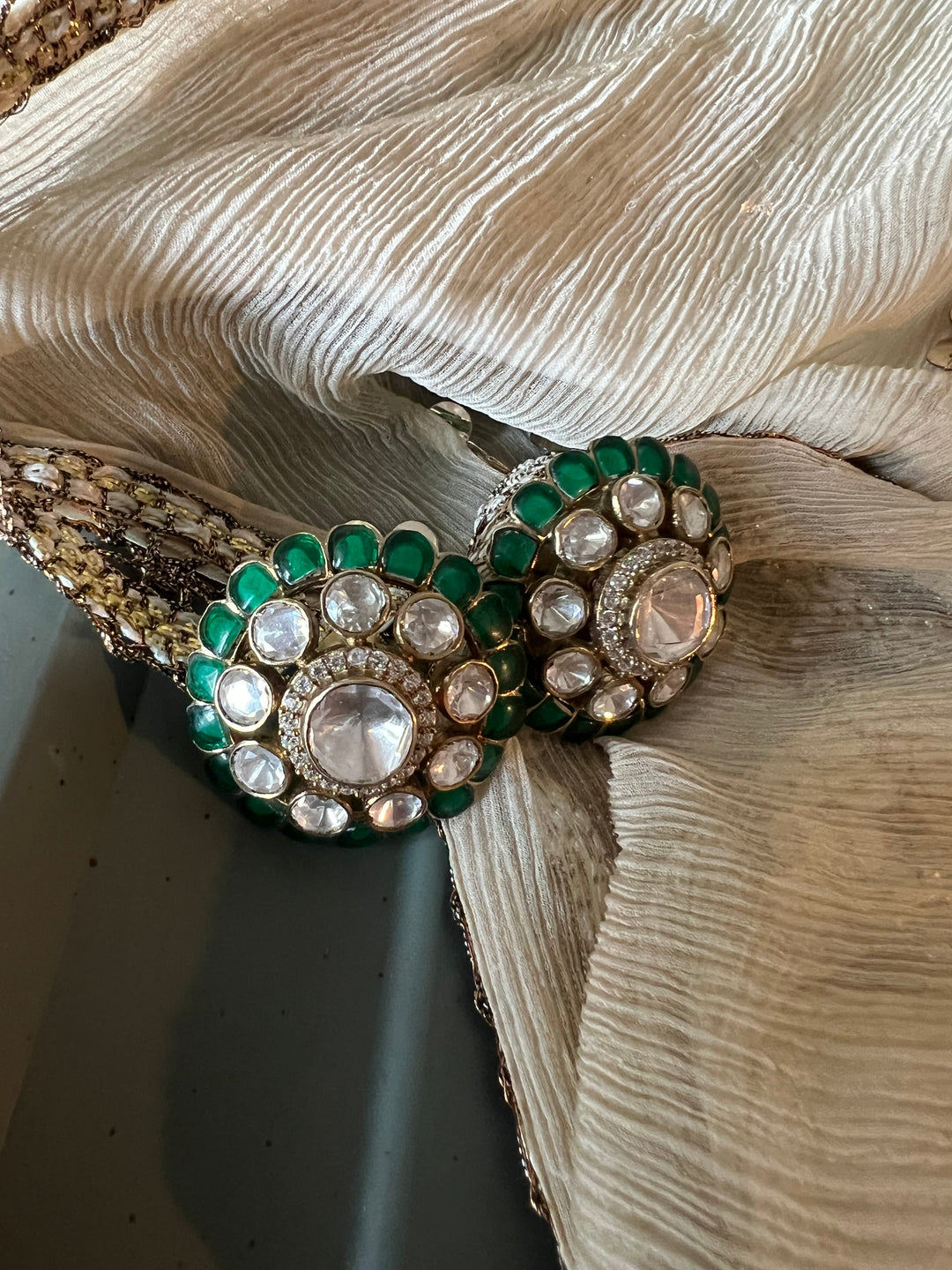 Pure 925 Silver Polki Stud Earrings - Premium Quality, Exquisite Craftsmanship