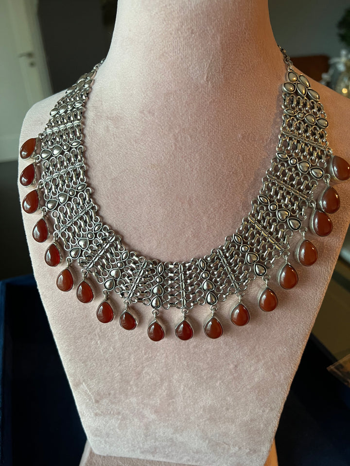 Captivating Carnelian Silver Necklace