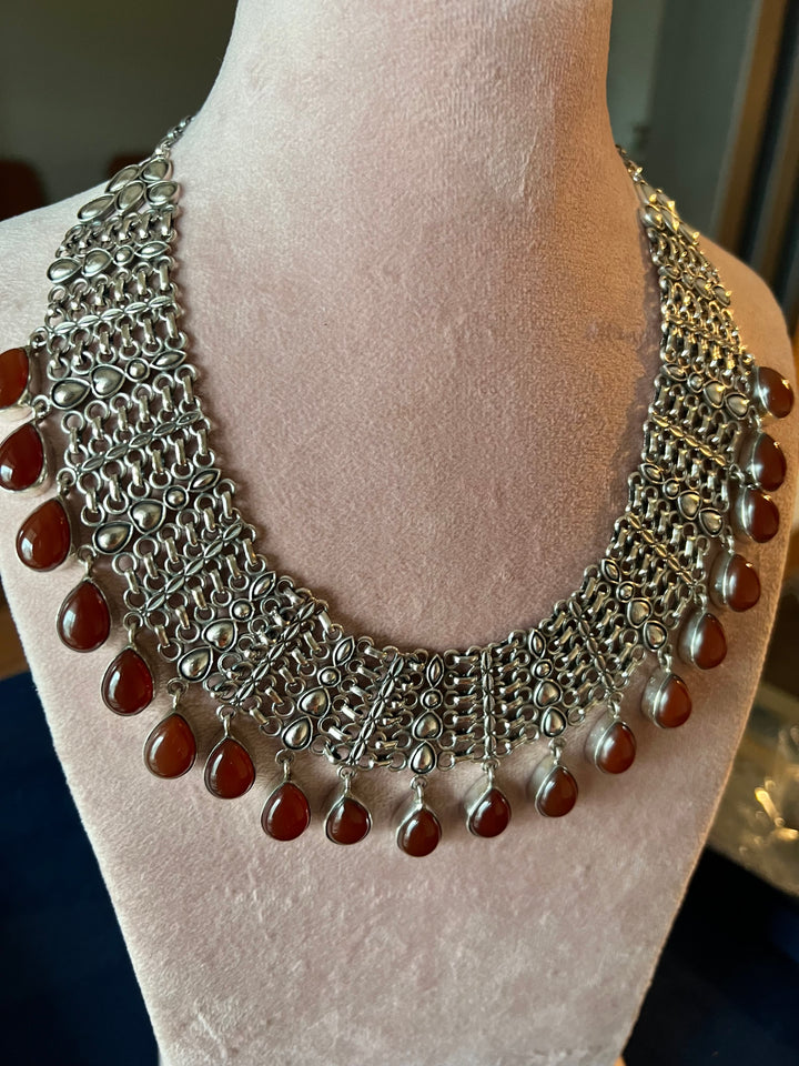 Captivating Carnelian Silver Necklace
