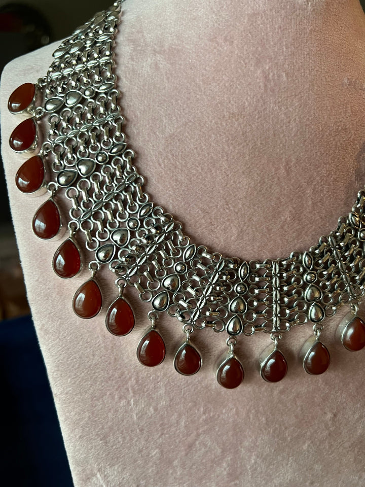 Captivating Carnelian Silver Necklace