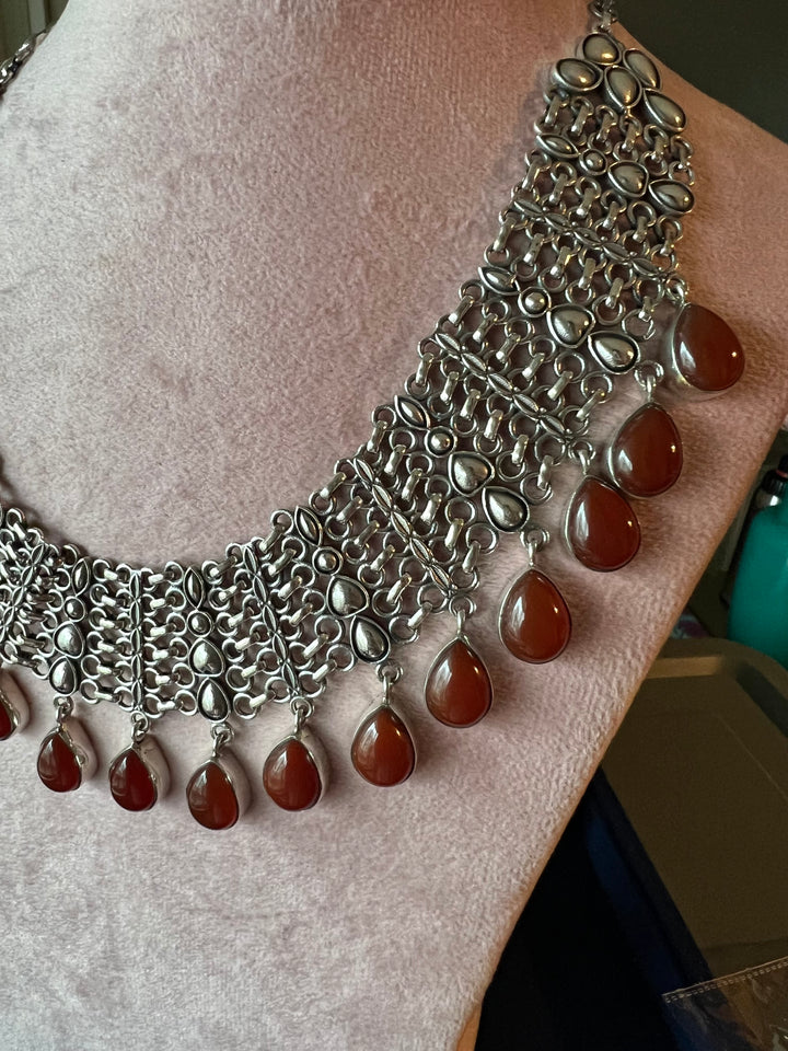 Captivating Carnelian Silver Necklace
