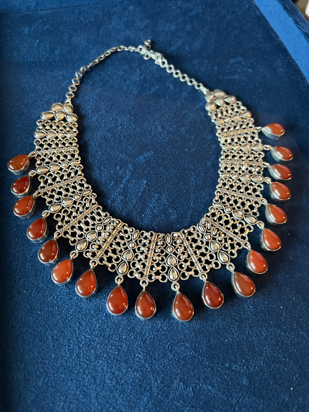 Captivating Carnelian Silver Necklace