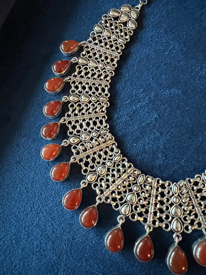 Captivating Carnelian Silver Necklace