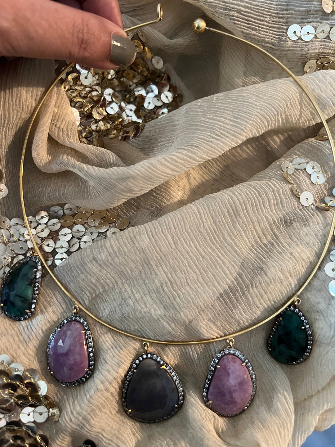 Multi Sapphire Silver Necklace Set - Unmatched Quality and Style