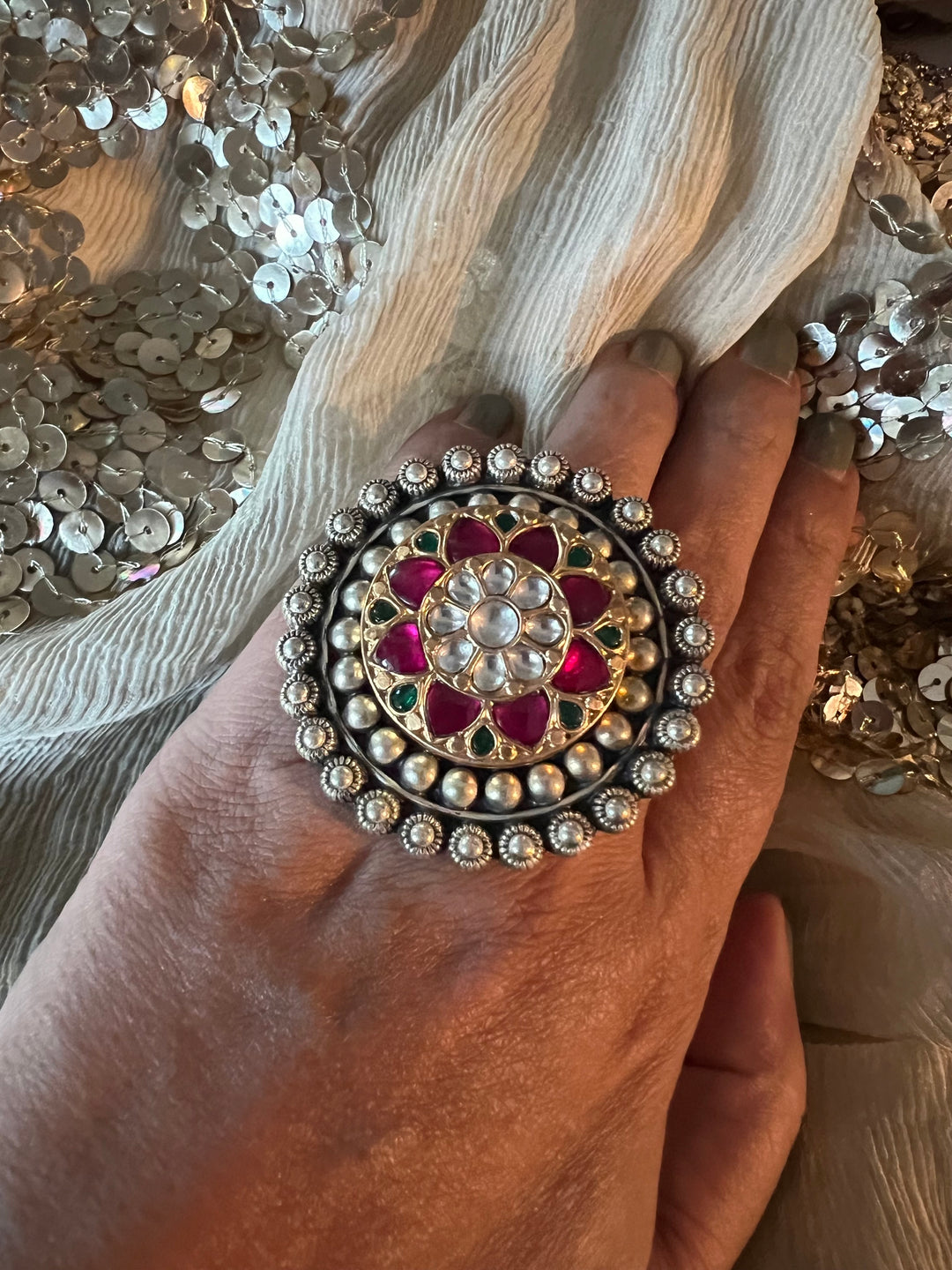 Kundan Silver Ring - A Touch of Timeless Beauty