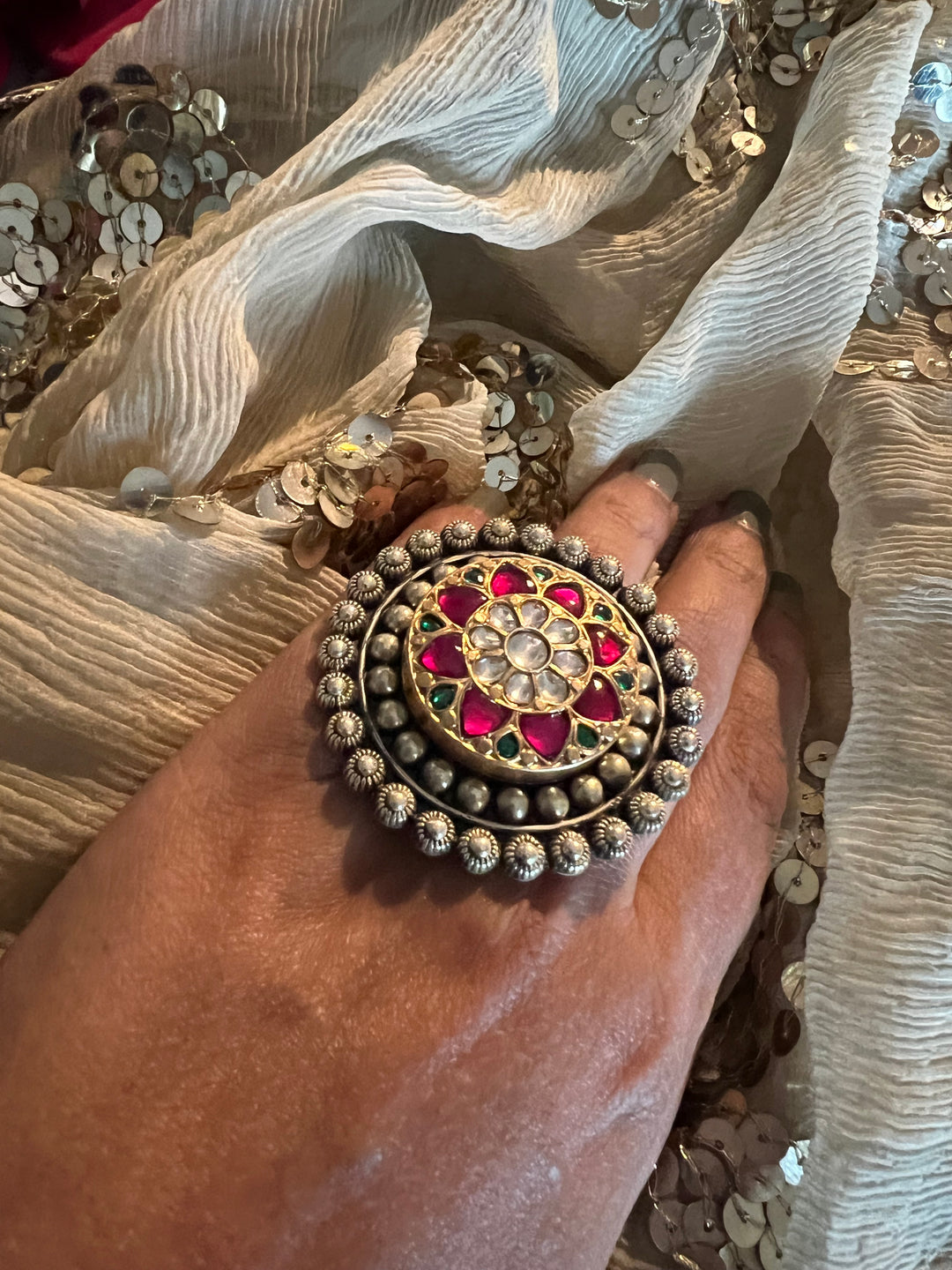 Kundan Silver Ring - A Touch of Timeless Beauty