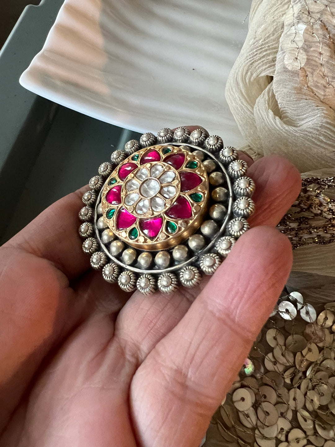 Kundan Silver Ring - A Touch of Timeless Beauty