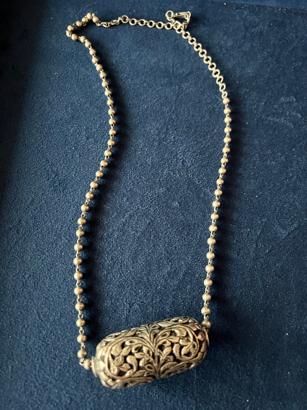 Chitai Work Silver Beads Necklace - Timeless Elegance