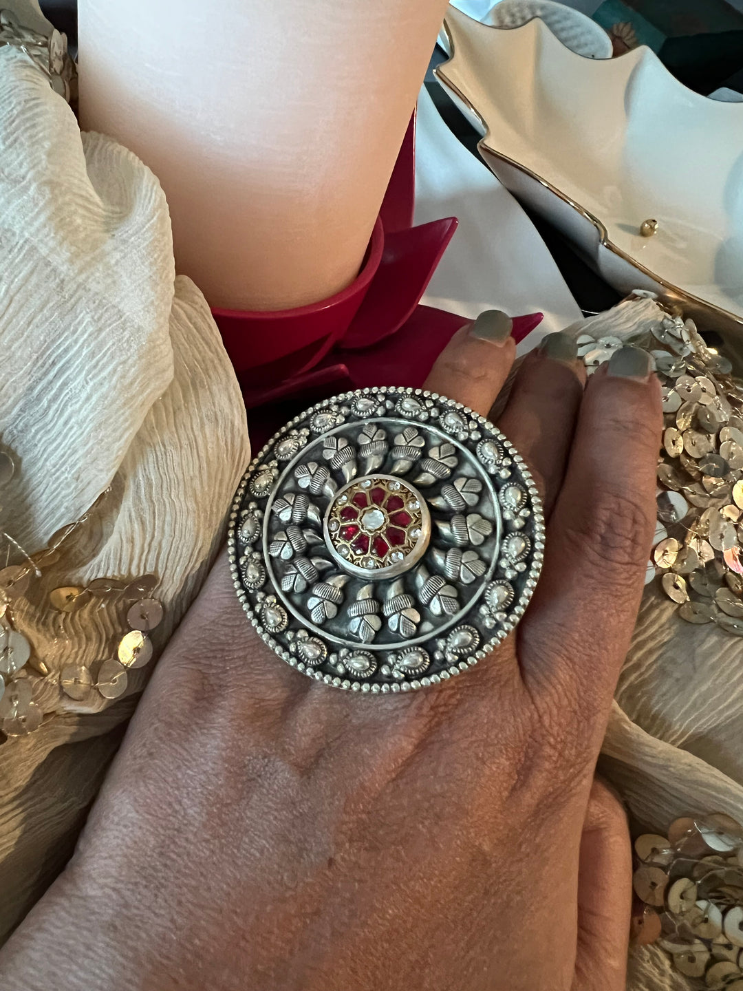 Kundan Silver Ring - A Touch of Timeless Beauty