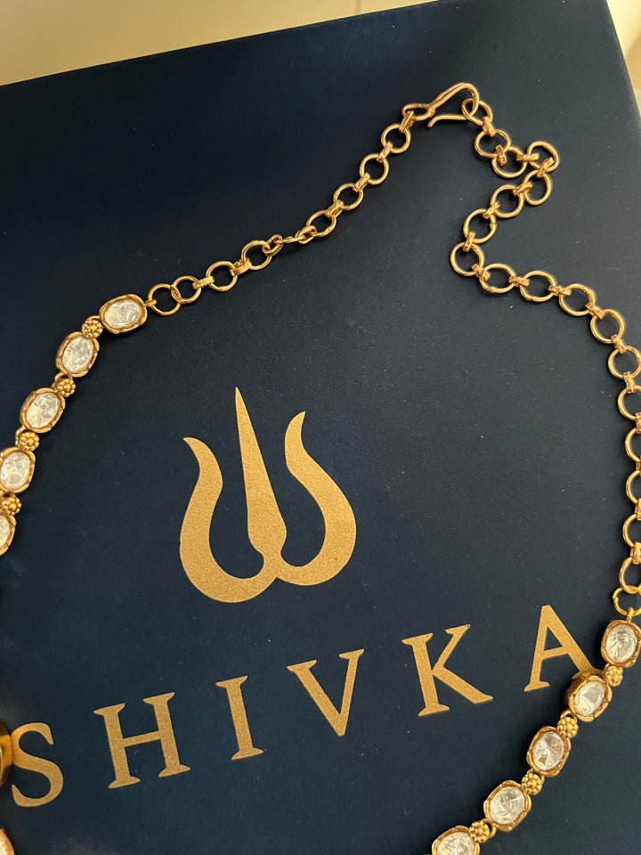 SHIVKA Multicolor Gemstone Short Necklace Set | Rose Quartz | Kundan | Bridal Set