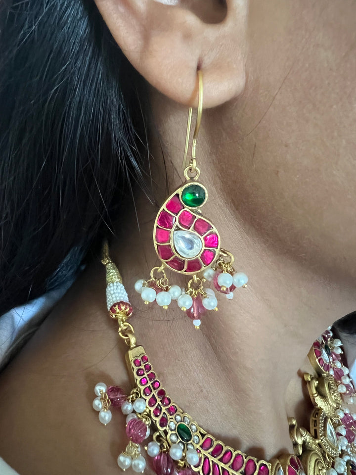 Designer Wedding Necklace with Kundan Earrings