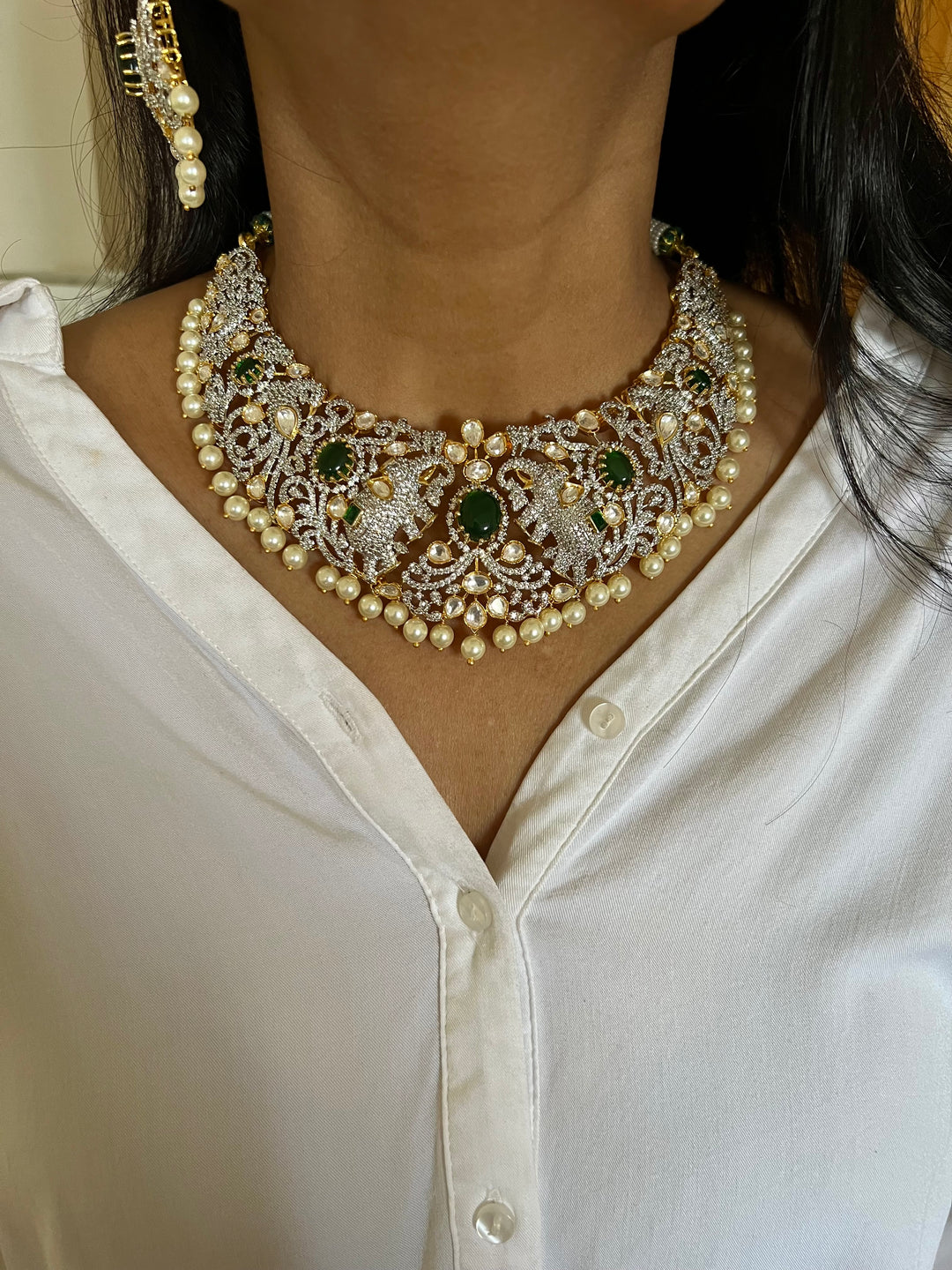 Victorian Elephant Design Necklace with Statement Studs