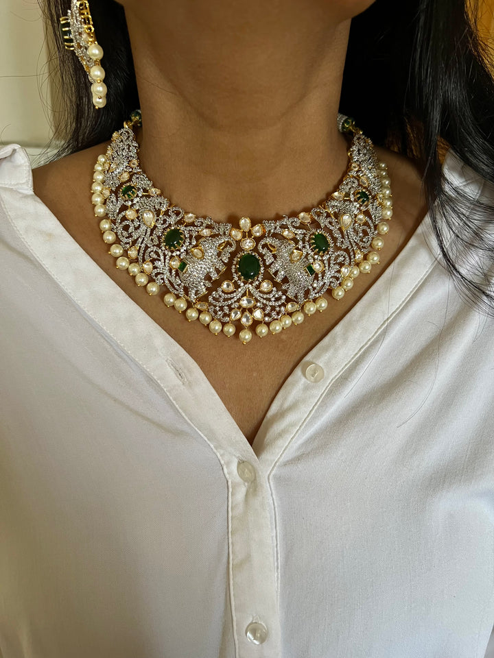 Victorian Elephant Design Necklace with Statement Studs