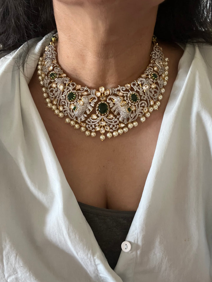 Victorian Elephant Design Necklace with Statement Studs