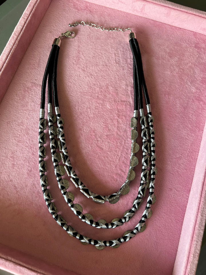 Exquisite Embroidered Tribal Brass Necklace