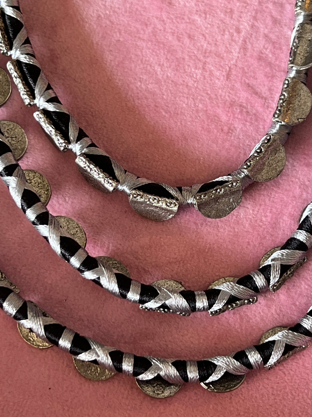 Exquisite Embroidered Tribal Brass Necklace