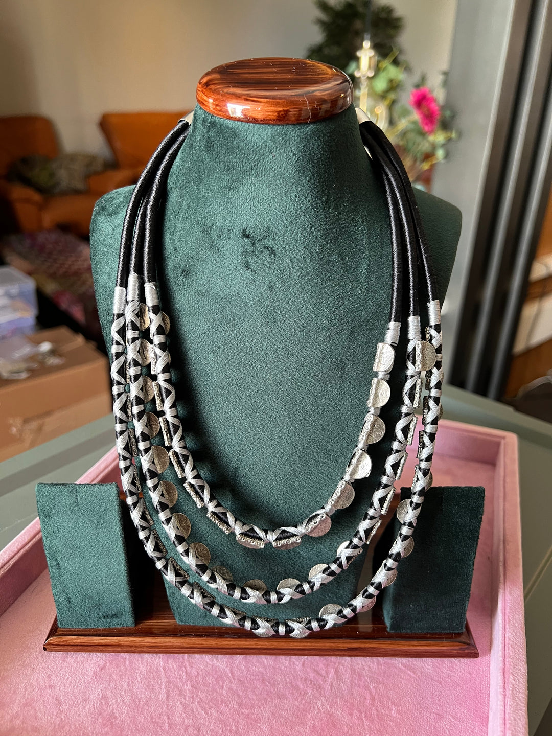 Exquisite Embroidered Tribal Brass Necklace